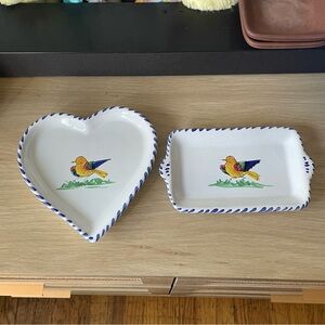 Vintage MOD Deruta Majolica Bird Dishes – Set of 2